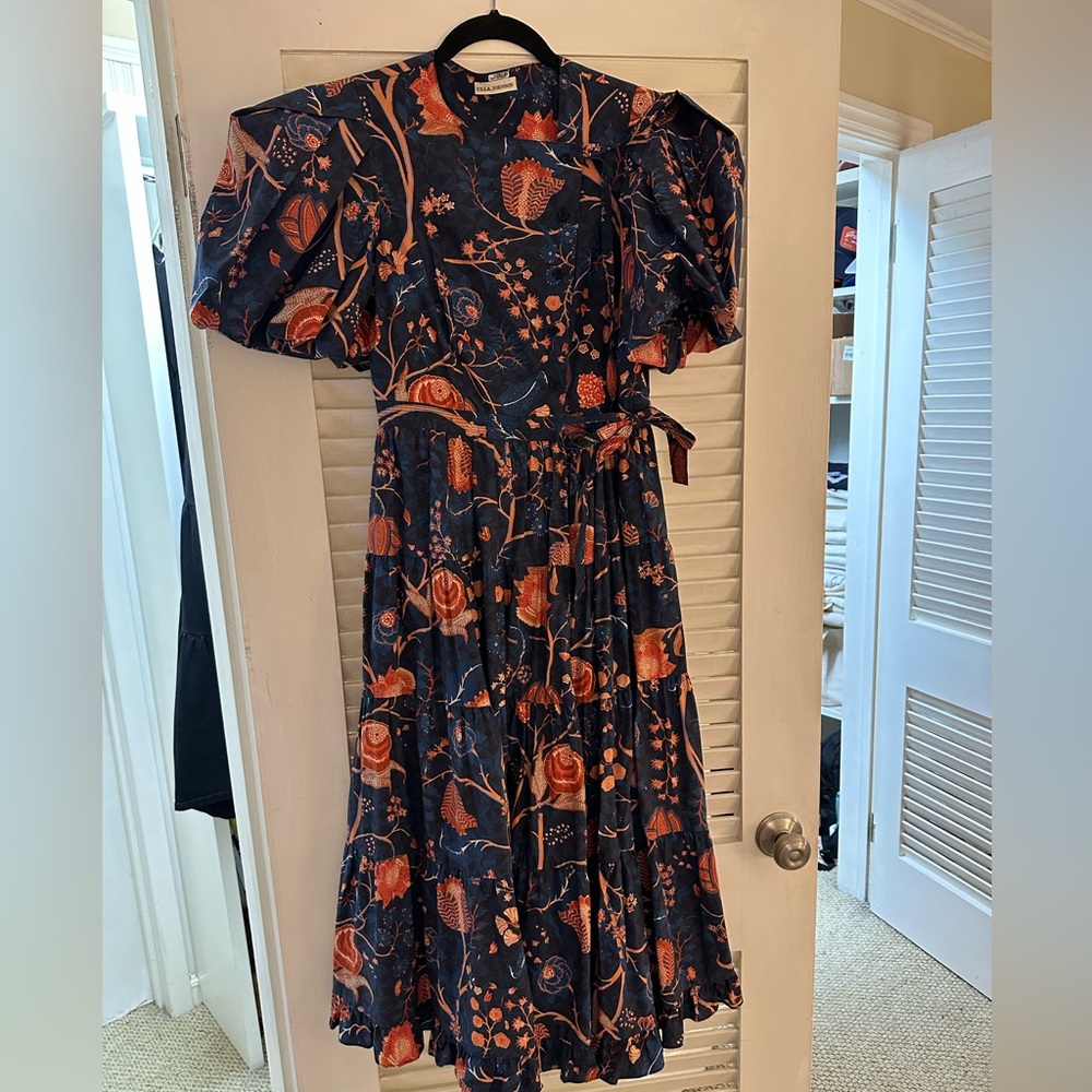 Floral Navy and Orange Dress